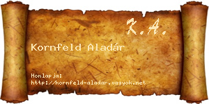Kornfeld Aladár névjegykártya